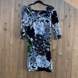 bcbgmaxazria floral embroidered evening dress BCBGMAXAZRIA Mixed-Print Asymmetric Dress L